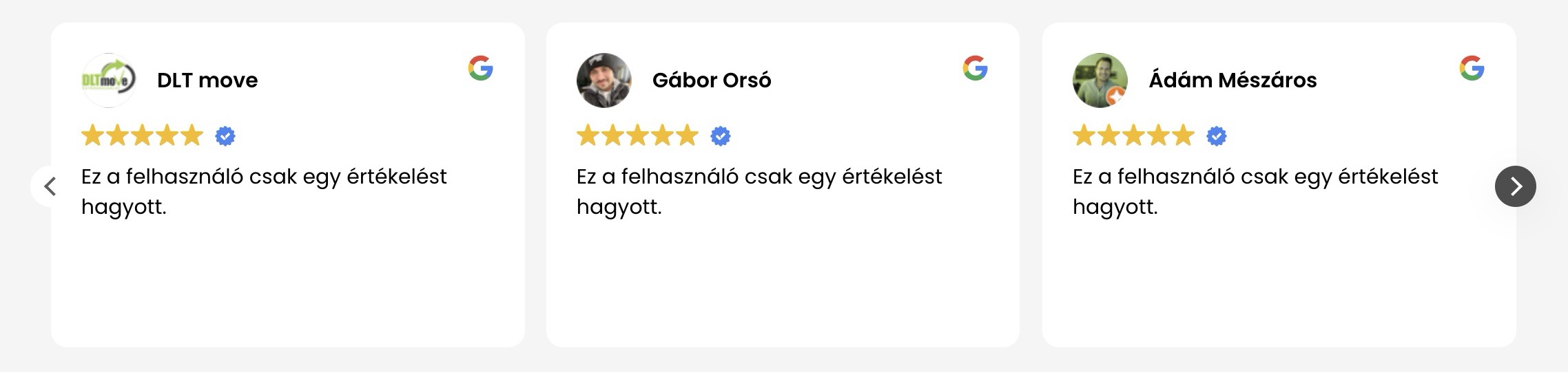 Screenshot egy magyar webshop social proof szekciójából